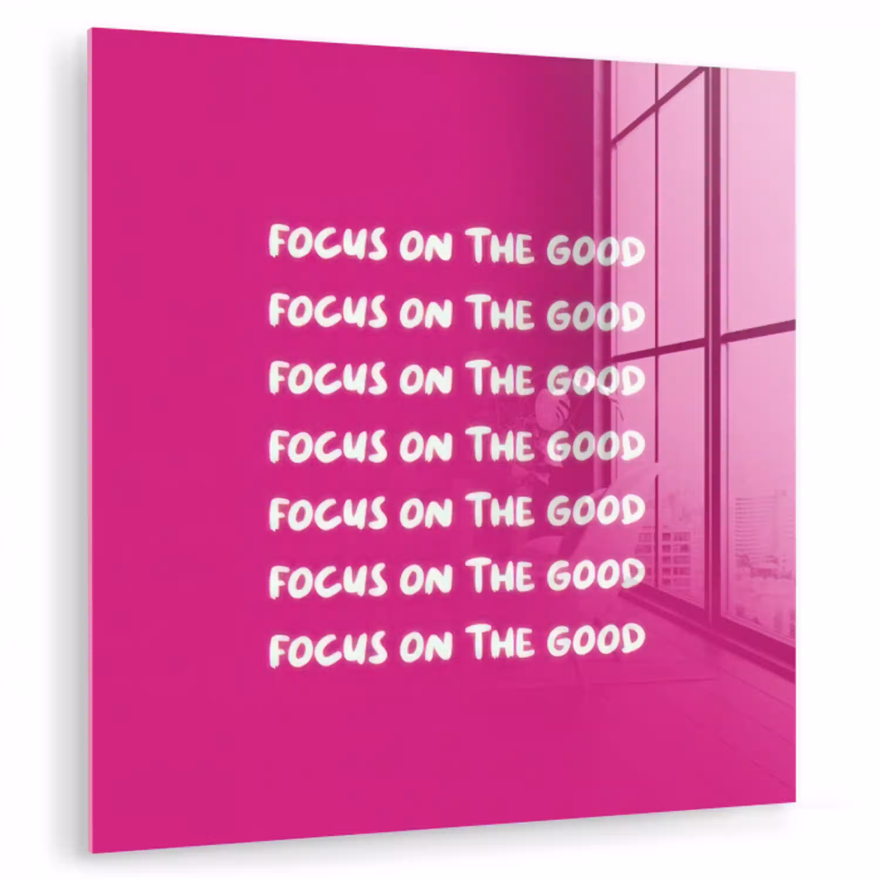 Focus on the good - Roze - wit plexiglas 5mm klein -zzzproduct_nieuw