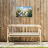 Grasveld - Eieren - Bloemen Tuinposter op houten frame 2 cm dik klein -sfeer4