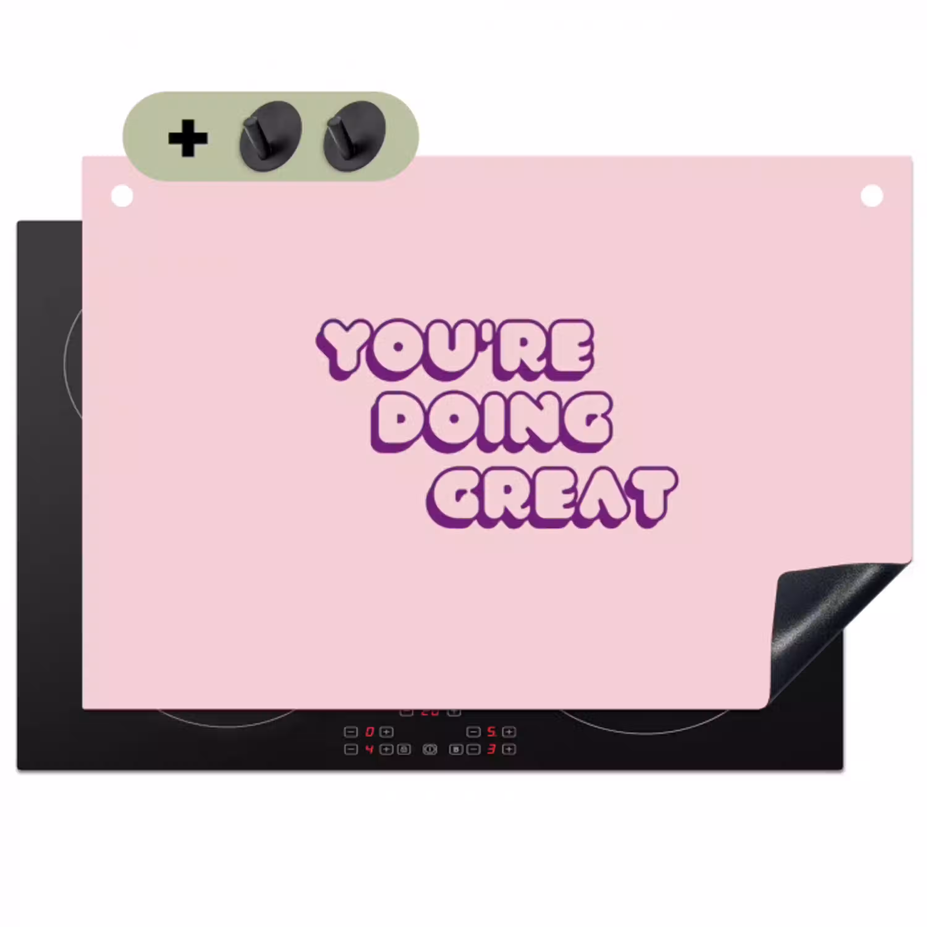 You're doing great - Roze - Bubble letters Inductie beschemer met haakjes klein -3d