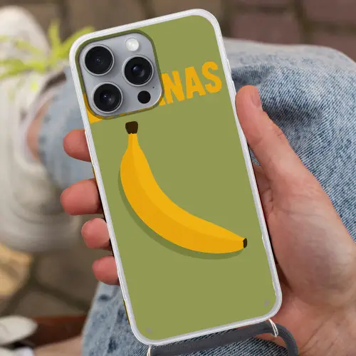 Banaan - Minimalistisch - Geel Hoesje iPhone 16 Pro Max met koord klein -sfeer3