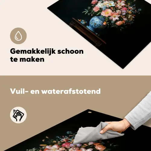 Roze - Bloemen - Vaas - Kleuren Inductie beschemer met haakjes klein -ky-schoon-nl