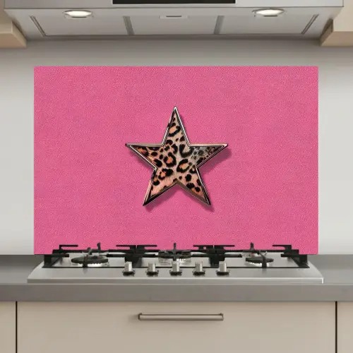 Ster - Luipaard - Print - Roze keuken achterwand spatscherm klein -3d_website