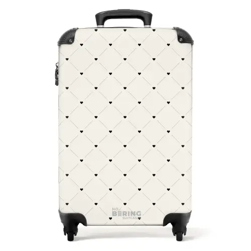 Valentijn hartenruitmotief zwart wit NBS - Handbagage koffer - Kinderen Unisex middel -productfoto_recht