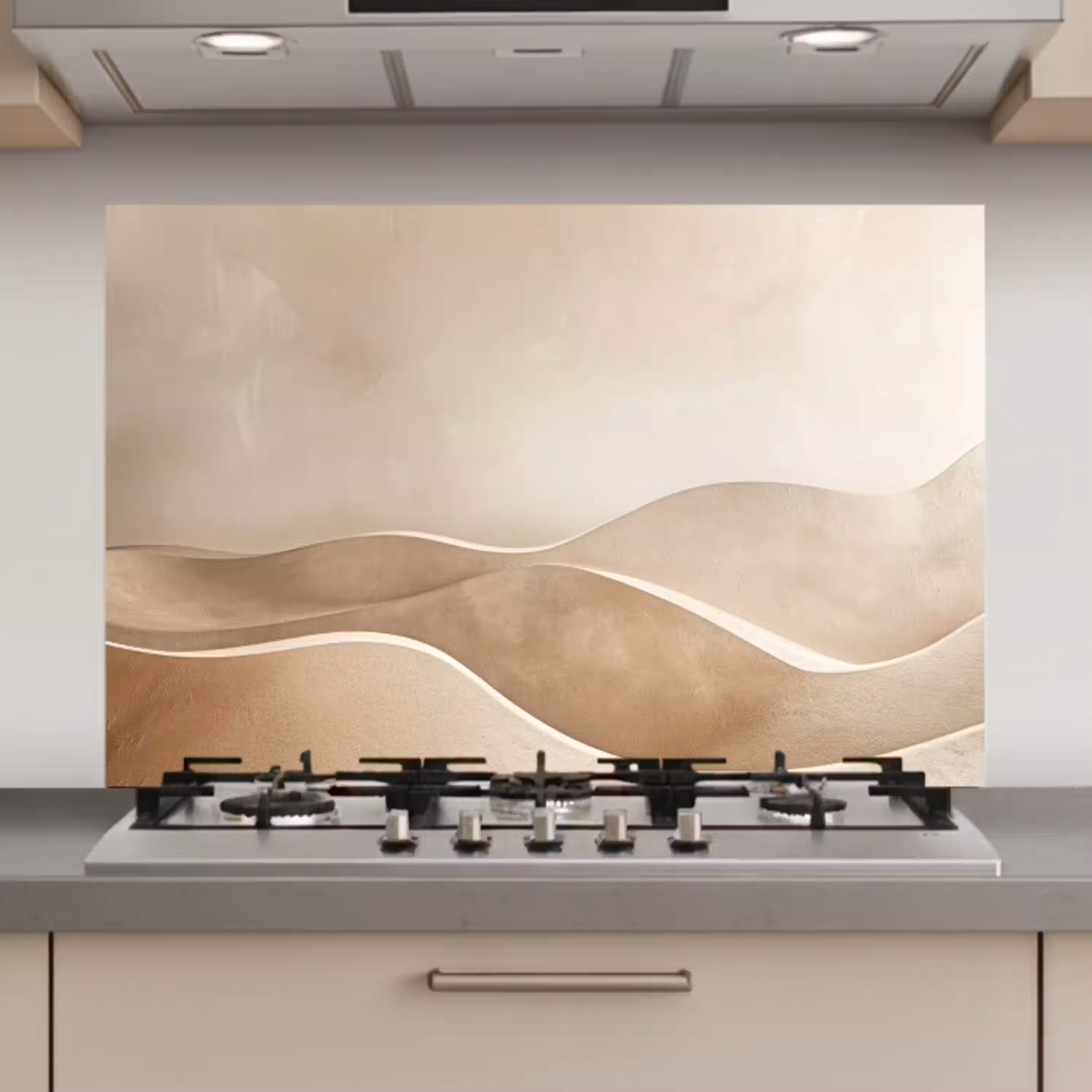 Beige - Heuvels - Patroon keuken achterwand spatscherm klein -3d_website