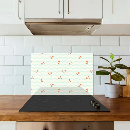 Golf - Vis - Blauw - Oranje keuken achterwand spatscherm klein 900 -sfeer2