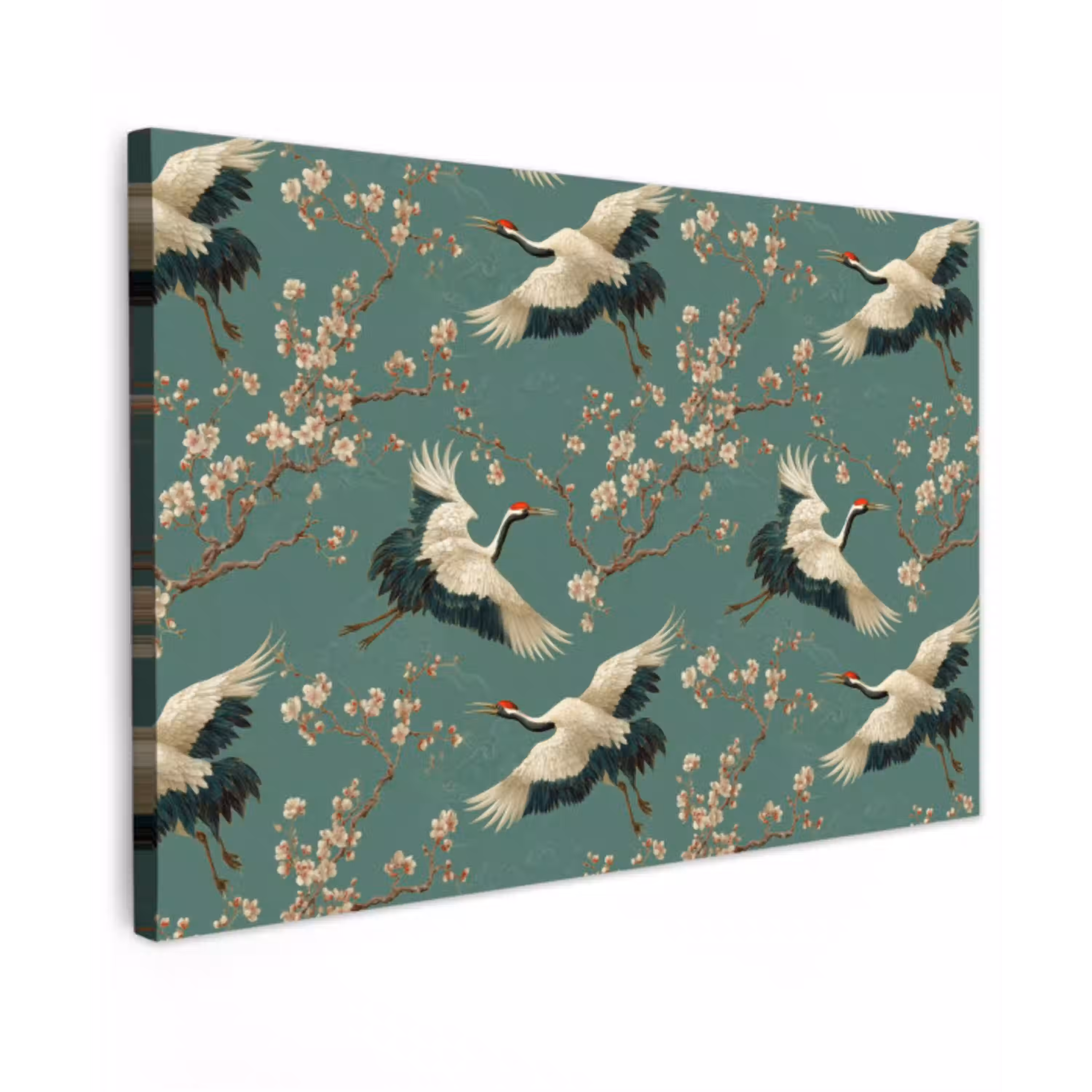 Kersenbloesem - Kraamvogels - Groen Tuinposter op houten frame 2 cm dik klein 845 -3d