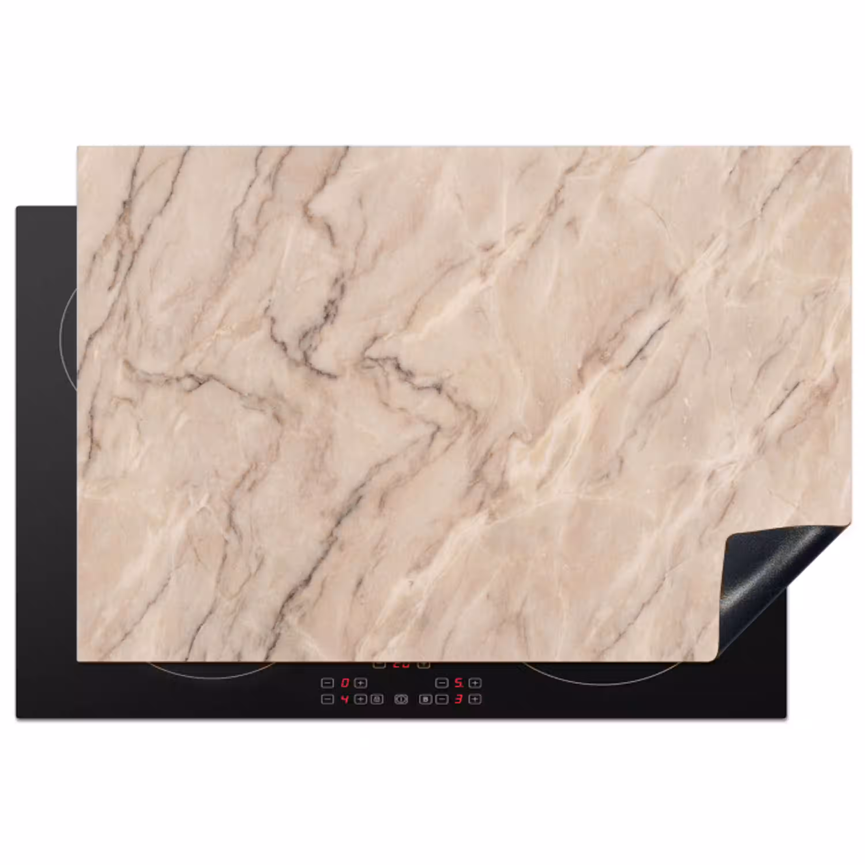 Marmer - Patroon - Abstract - Modern - Beige Inductie beschermer vinyl 3mm klein -3d