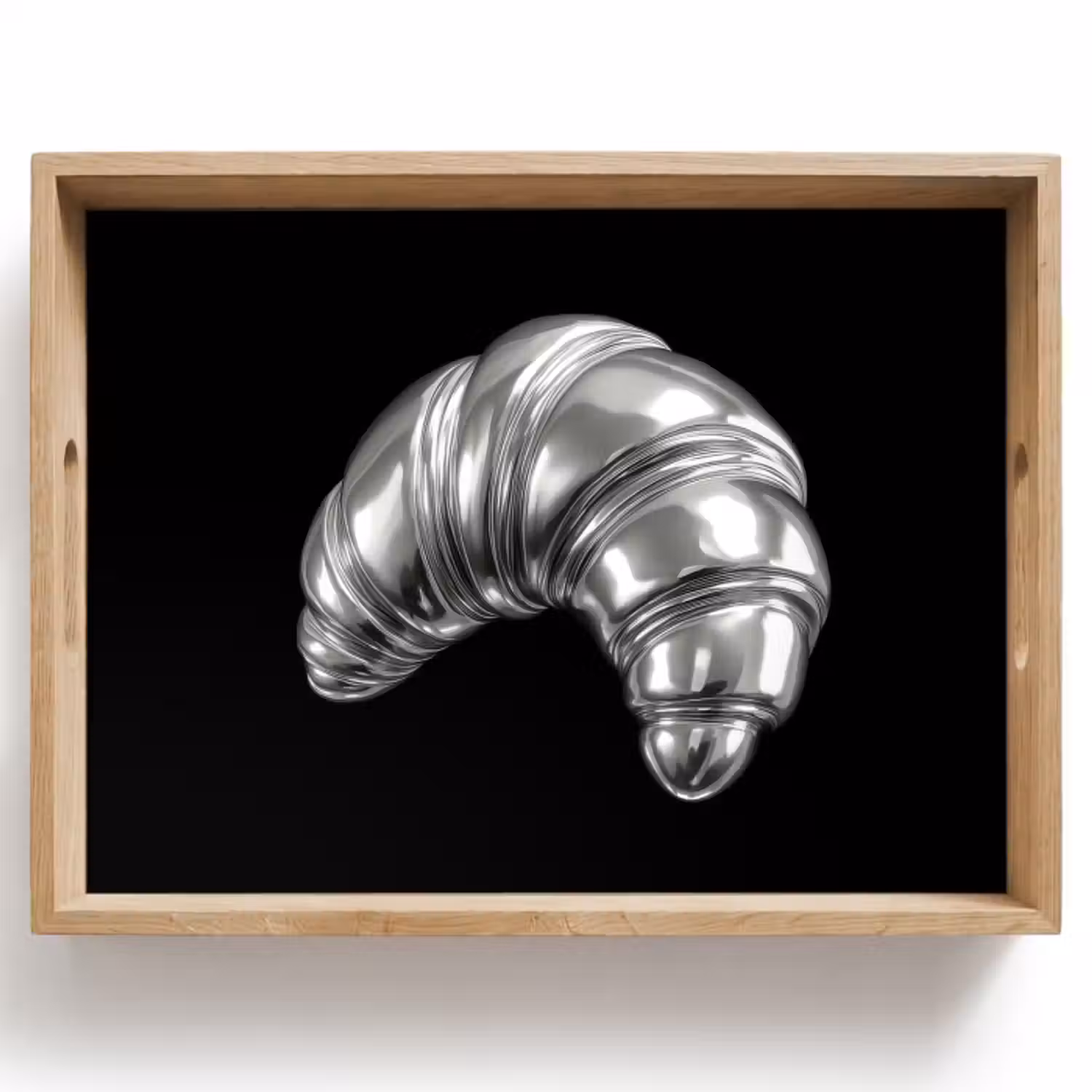 Tablett - Croissant - Metall - Silber
