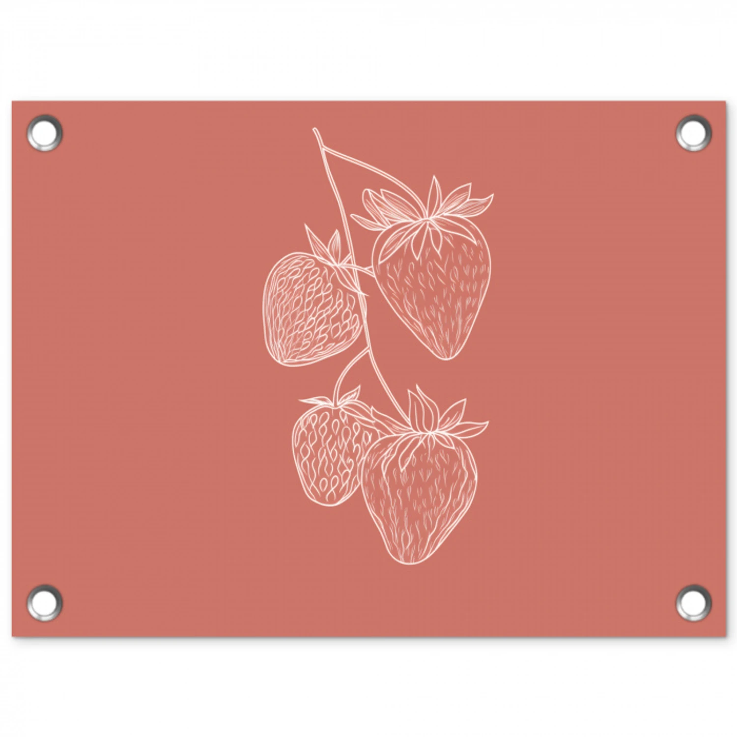 Minimalistisch - Illustratie - Aardbei - Tak tuinposter los doek klein -3d