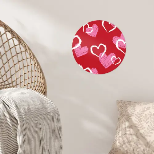 Patroon - Hartjes - Roze - Valentijn Wandcirkel behangsticker klein -sfeer4