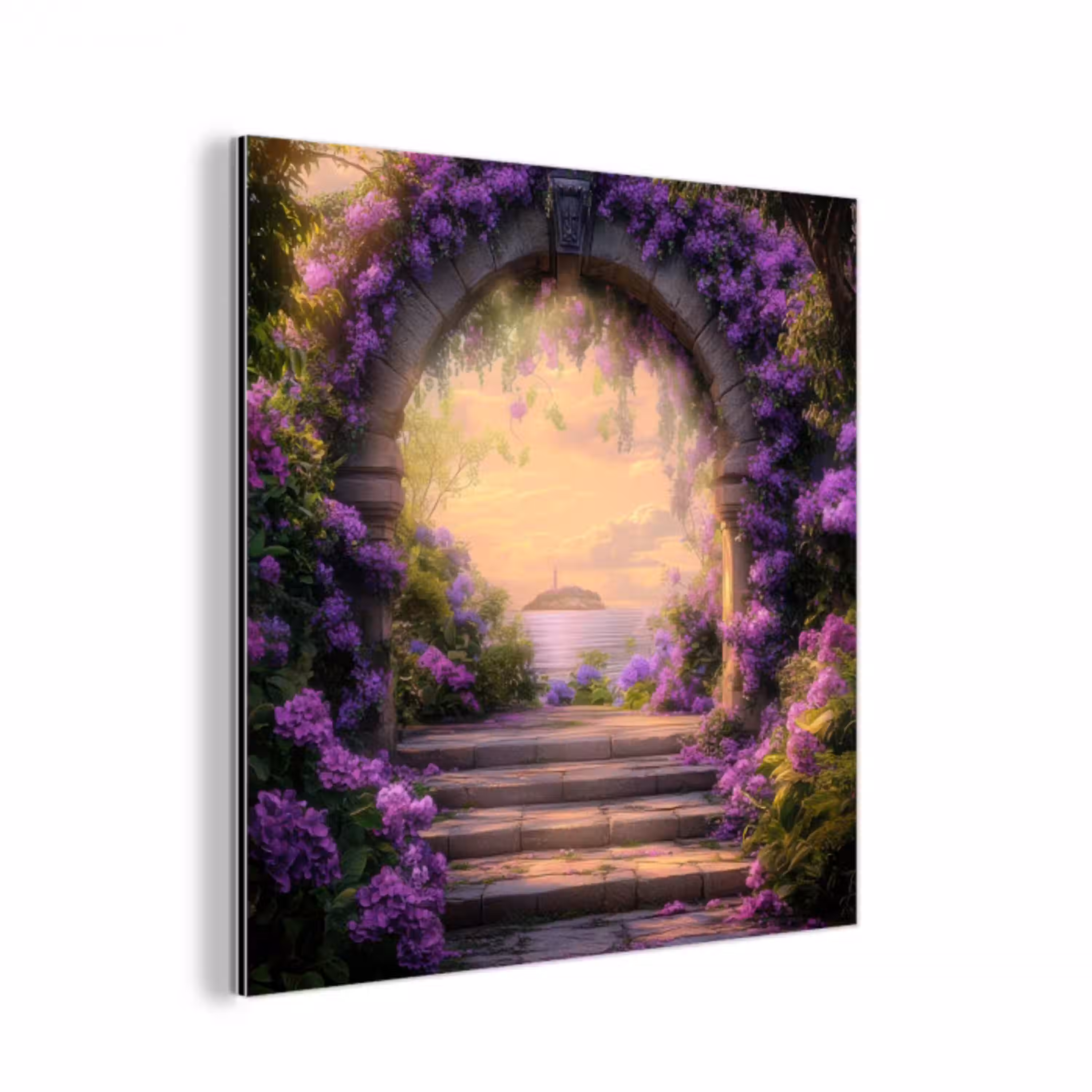 Poort - Paars - Bloemen aluminium wit klein -3d