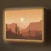 Landschap - Woestijn - Cactussen - Zon Light Box met batterij (Wandlamp) middel -z3d_website