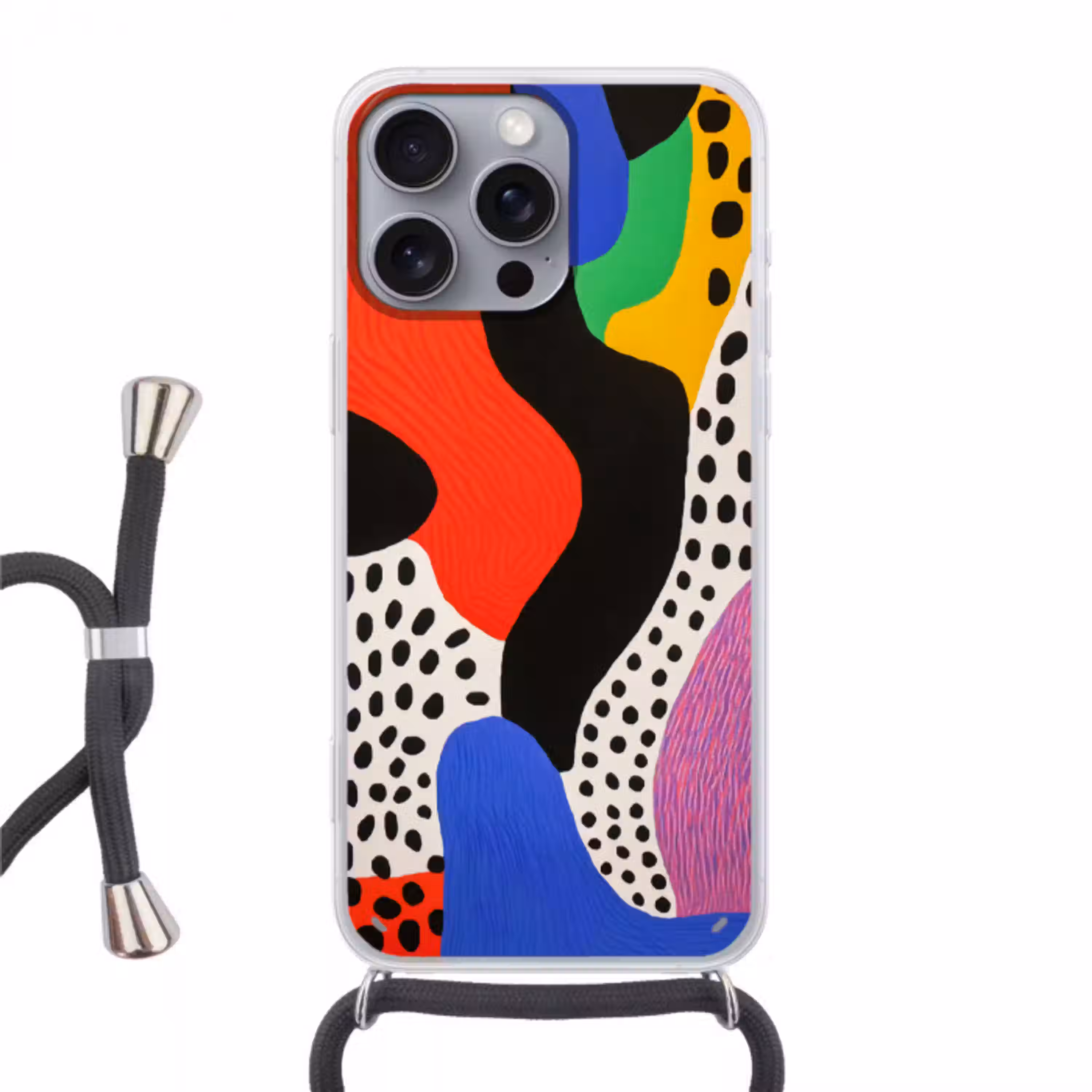Abstract - Vormen - Kleuren - Stippen Hoesje iPhone 16 Pro Max met koord klein -3d