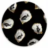 Oesters - Zwart - Vissen - Goud Wandcirkel kunststof plaat 5mm dik klein -3d