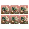 Tropische bladeren - Bloemen - Roze - groen onderzetter kurk middel -3d