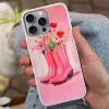Roze - Bloemen - Cowboy Hoesje iPhone 16 Pro Max met koord klein -sfeer3