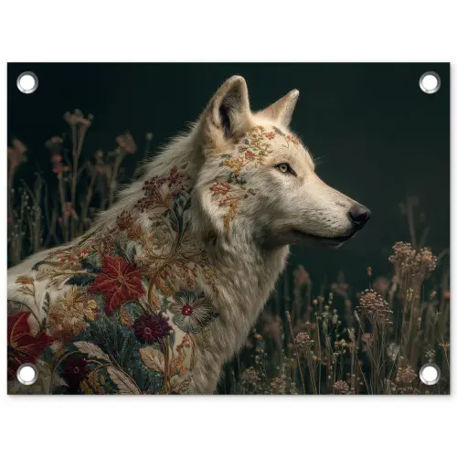 Wolf - Bloemen - Natuur tuinposter los doek klein -3d