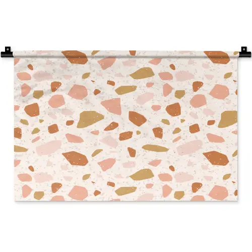 Terrazzo -  Patroon - Kleurrijk - Zalm Wandkleed katoen klein 269 -zz3d