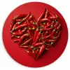 Pepers - Rood - Hart Wandcirkel kunststof plaat 5mm dik klein -3d