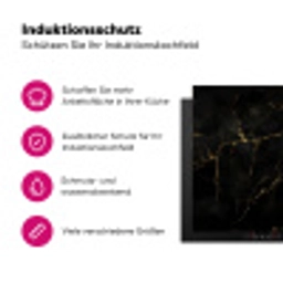 Zwart marmer - Gouden aders - Klassiek Inductie beschermer vinyl 3mm klein -zzzzzzz-lf-ups