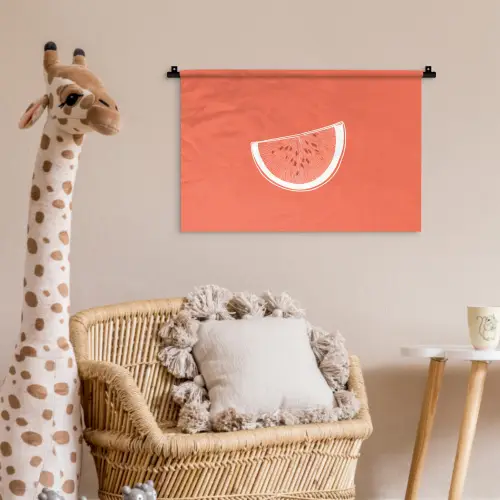 Watermeloen - Lijnen - Koraalrood Wandkleed katoen klein -wsfeer5_kind