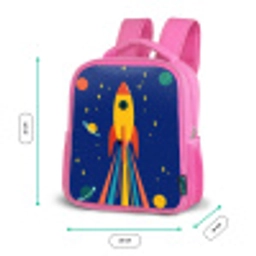 Kleurrijk - Raket - Ruimte Kinderrugzak - Roze middel -productfoto_formaten