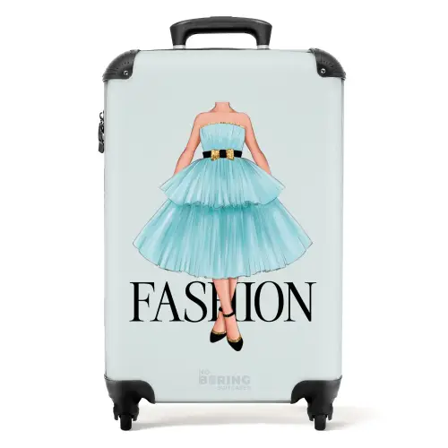 Fashion - Blauwe jurk NBS - Handbagage koffer - Kinderen Unisex middel -productfoto_recht