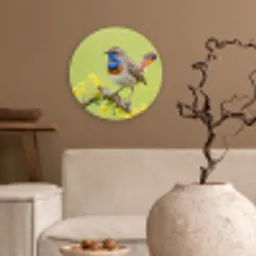 Vogel - Tak - Natuur - Kleurrijk Wandcirkel kunststof plaat 5mm dik klein -sfeer1