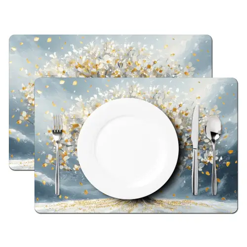 Boom - Winter - Levensboom - Modern - Goud Placemat vinyl groot -zzsfeer2_Kitchenyeah-website