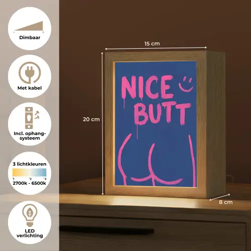 Brutaal - Grappig - Blauw Light Box met kabel (Tafellamp) klein -USP_NL