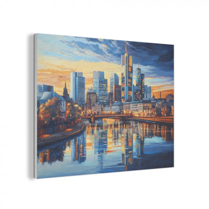 Zonsondergang Frankfurt - Stad - Skyline - Water PET vilt klein -3d