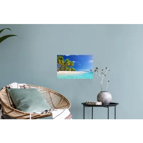 Strand - Zee - Palmboom - Zon - Zomer Muursticker klein -plant