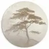 Boom - Oosterse stijl - Landschap Wandcirkel kunststof plaat 5mm dik klein -3d