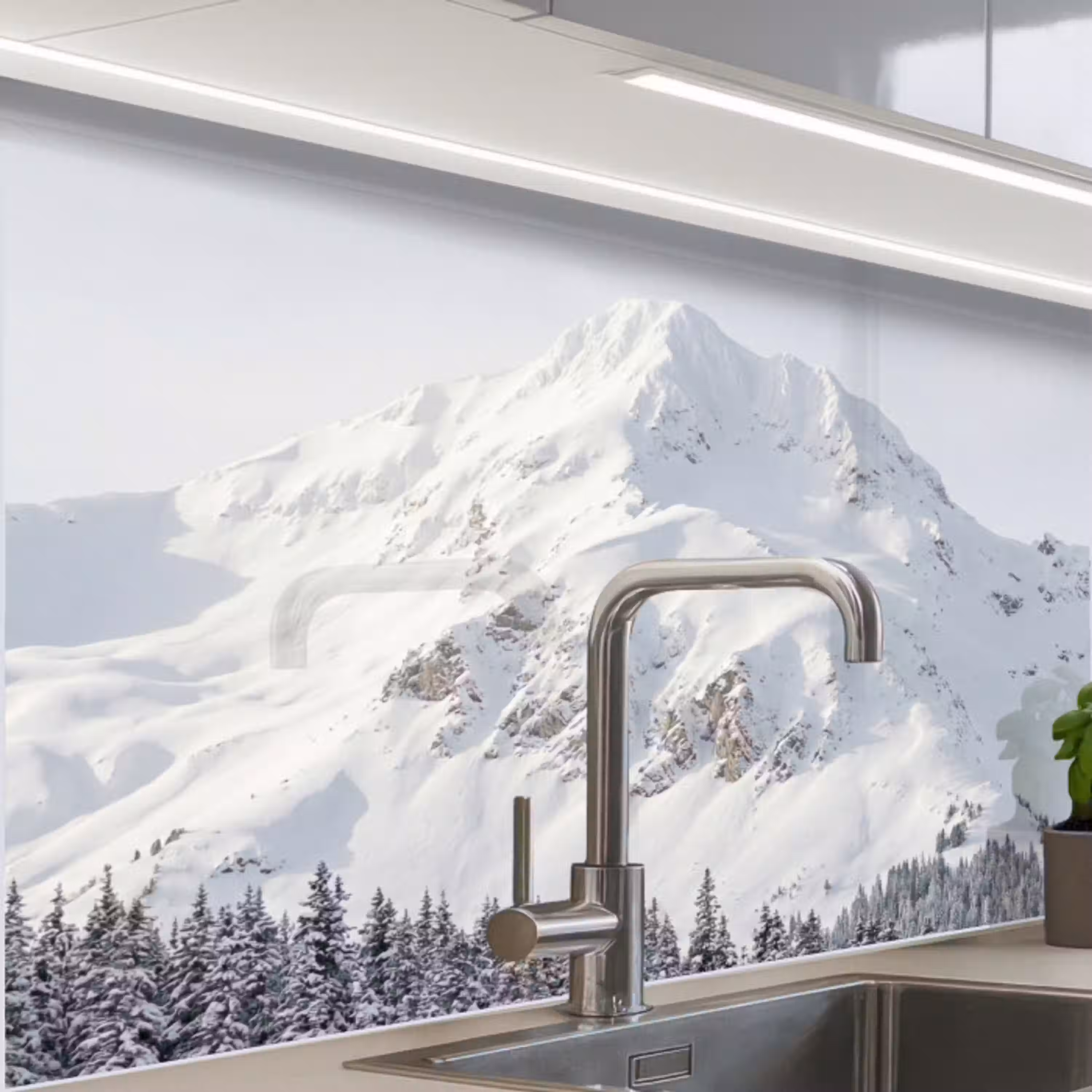 Berg - Sneeuw - Winter - Natuur - Wit keuken achterwand 2 middel -zzzz3d_schuin