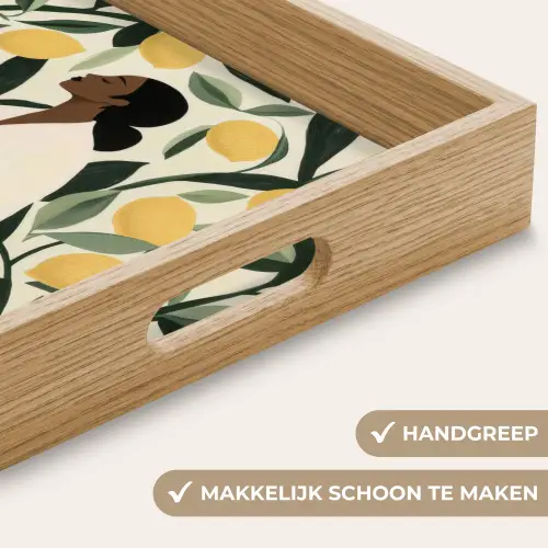 Vrouw - Mand - Citroenen - Bladeren Dienblad Rechthoek middel -USP_HandgreepNL