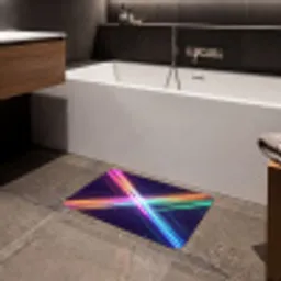 Kruisen - Lasterstralen - Neon Badmat klein -sfeer3