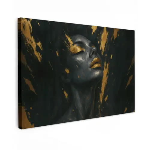 Gezicht - Vrouw - Verfspatten - Abstract Tuinposter op houten frame 2 cm dik klein -3d