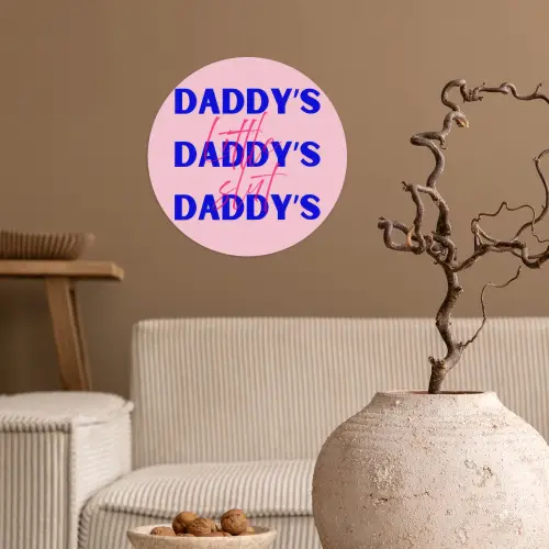 Daddy's - Blauw - Blokletters Wandcirkel behangsticker klein -sfeer1