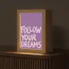 Follow your dreams - Paars - Penseeltextuur Light Box met kabel (Tafellamp) klein -z3d_website