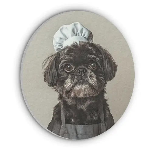 Kokskleding - Zwart - Hondje Akoestische PET Vilt - Rond klein -3d