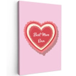 Tekst - Hartje - Moeder - Roze Tuinposter op houten frame 2 cm dik middel -3d