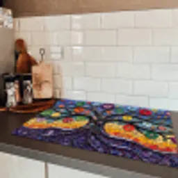 Levensboom - Mozaïek - Bloemen - Kleurrijk - Vrolijk Inductie beschermer vinyl 3mm klein -sfeer3
