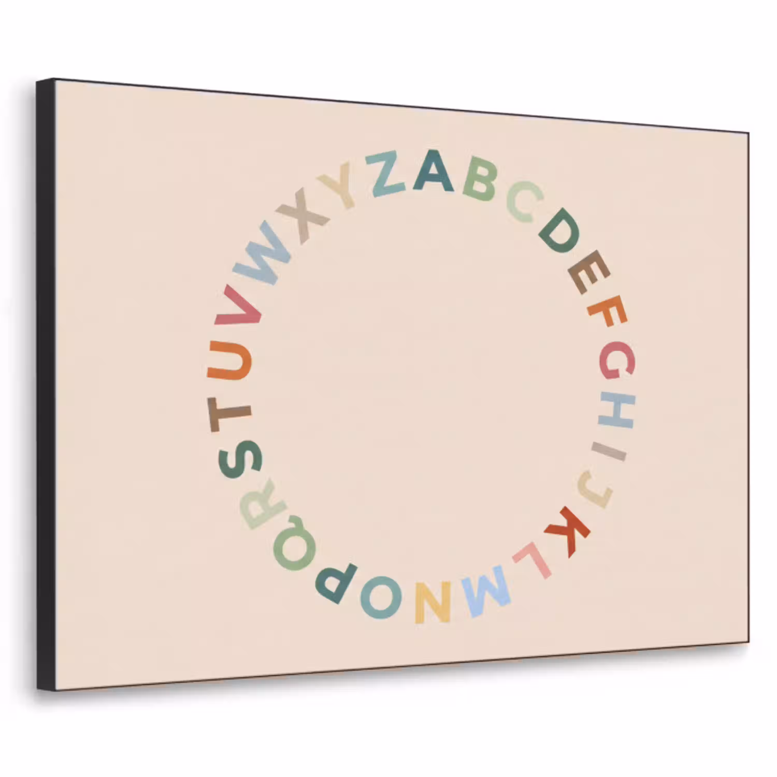 Alfabet - Cirkel - Educatie - Speels - Kleurrijk Textielframe zwart klein -3d