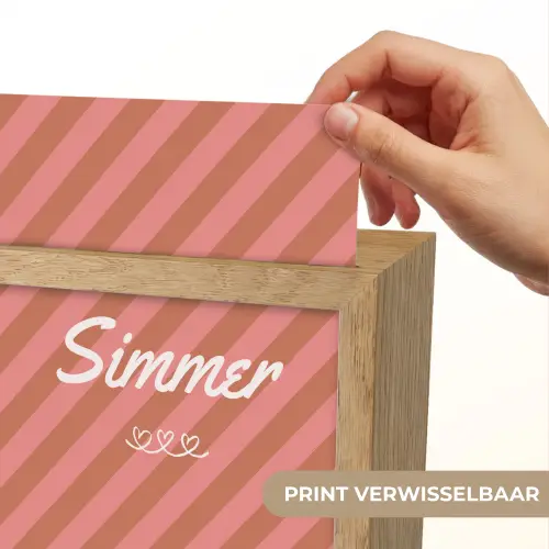 Simmer - Hartjes - Strepen - Roze Light Box met kabel (Wandlamp) klein -USP_websiteprintNL