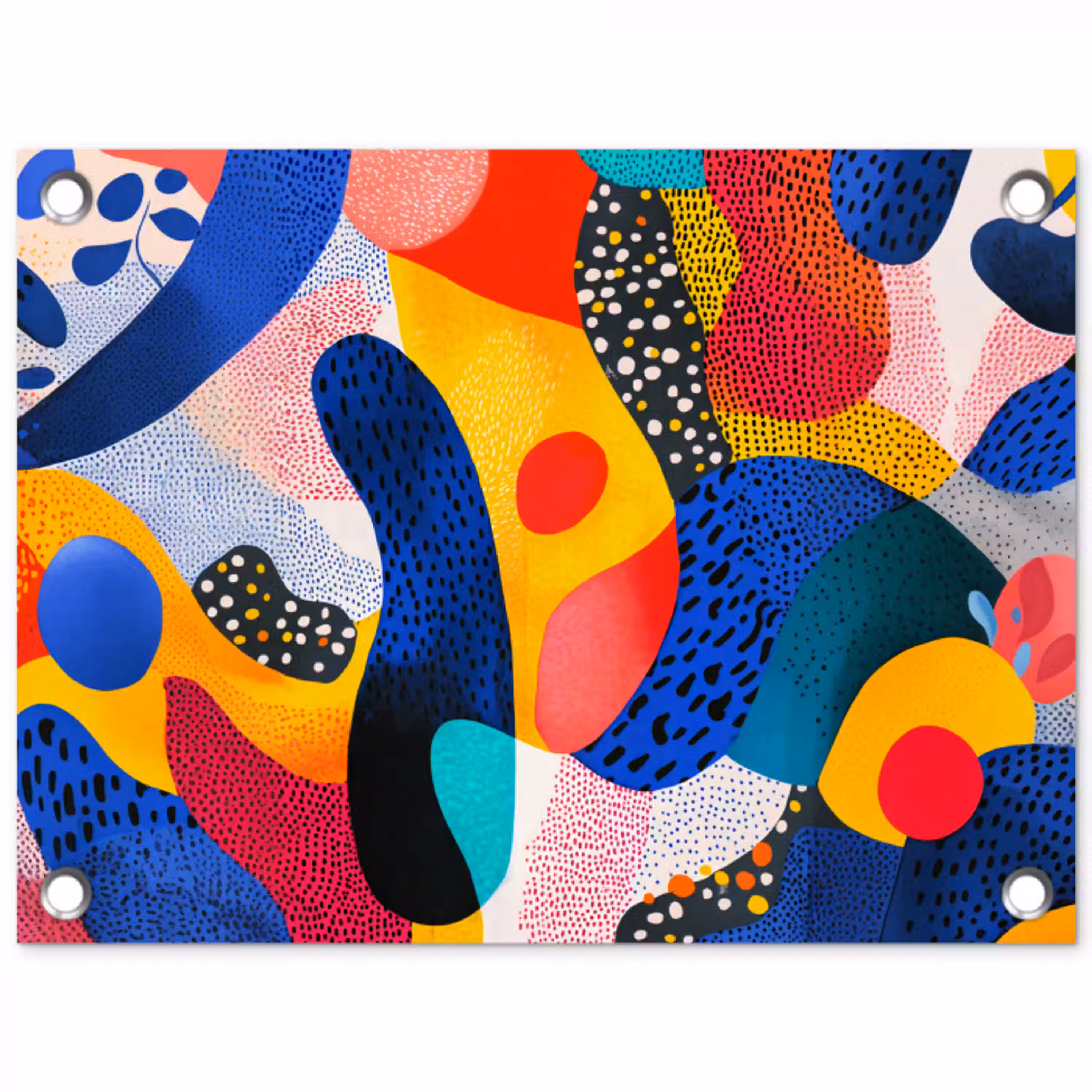 Vormen - Abstract - Stippels - Blauw tuinposter los doek klein -3d