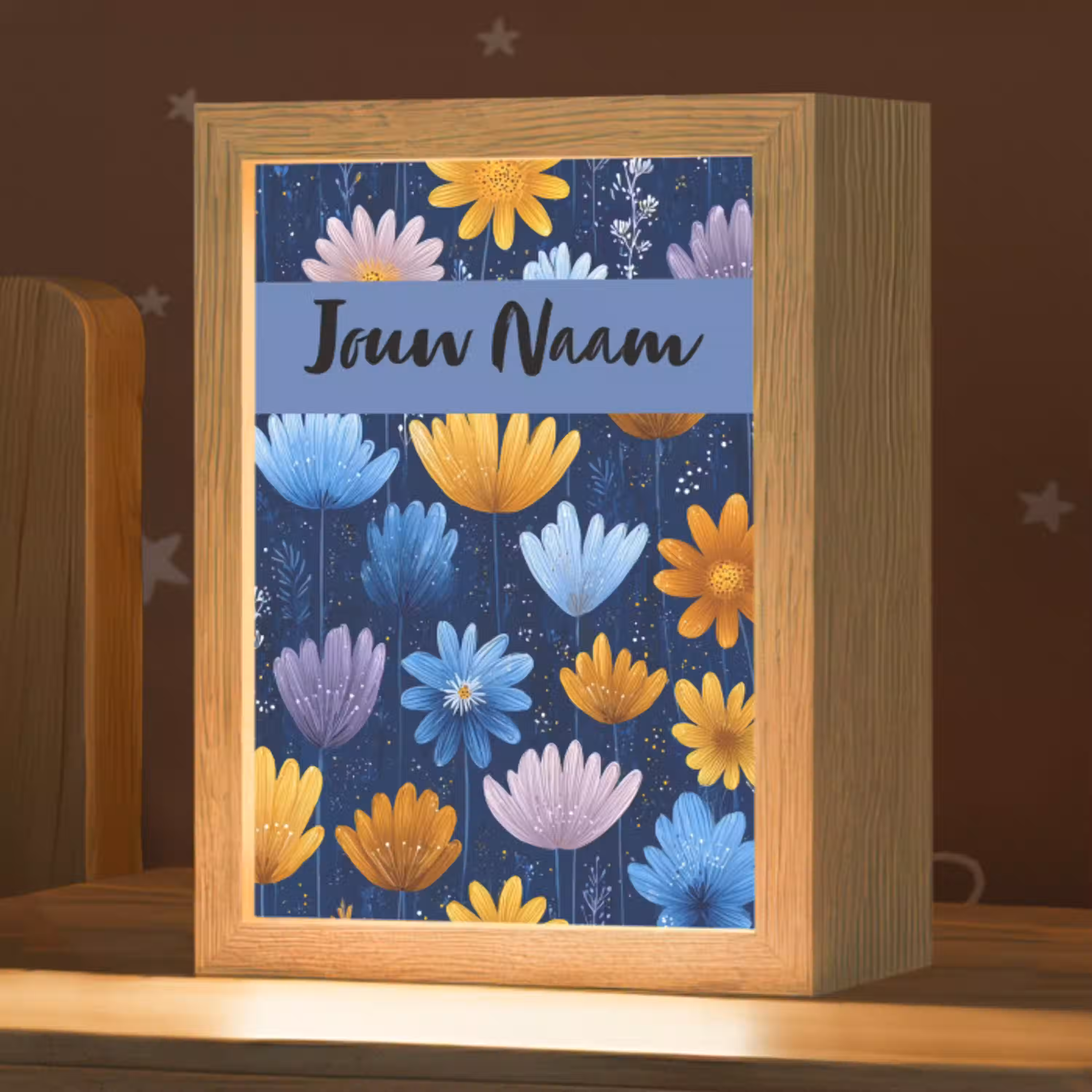 Bloemen - Patroon - Blauw Light Box met kabel (Kinderlampje) klein -zzz_3d_website