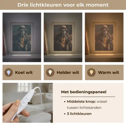 Hond - Sigaar - Hoed - Pak Light Box met kabel (Tafellamp) klein -USP_lichtkleurNL