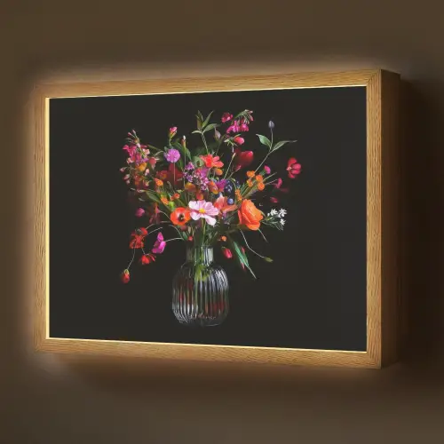 Boeket - Veldbloemen - Vaas Light Box met batterij (Wandlamp) middel -z3d_website
