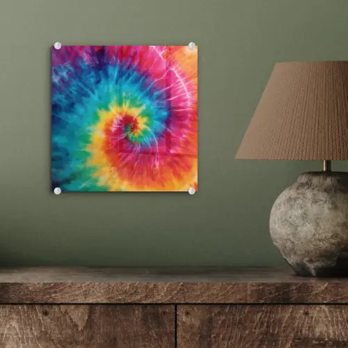 Regenboog - Tie dye - Kleurrijk - Blauw plexiglas 5mm klein -sfeer3