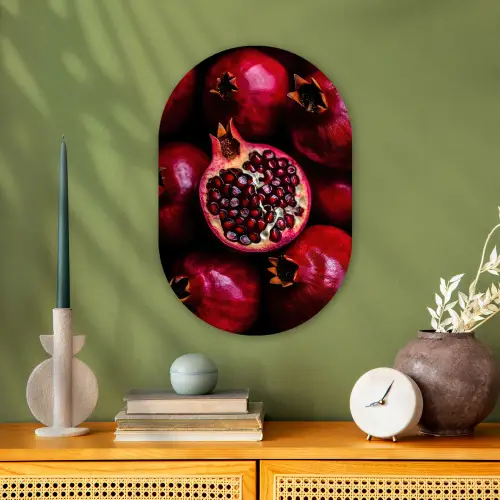 Granaatappel - Rood - Fruit Wandcirkel Ovaal Forex klein -sfeer2